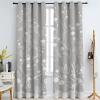 TOARTE Classical Plum Blossom Window Treatments, White Flowers On Gray Background Blackout Curtains for Bedroom, Grommet Thermal Insulated Window Curtain for Living Room Patio - 42x72in view 2