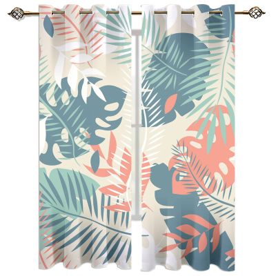 TOARTE Nordic Style Palm Leaves Blackout Window Curtain, Natural Tropical Plants Darkening Window Treatments, Thermal Insulated Window Drapes for Living Room Bedroom Office - 42x72in