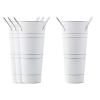 JISADER 4X French Floral Bucket Planter Basket Dried Floral Arrangement Portable Flower Vase Succulent Pots for Front Porch Indoor, White view 1