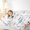 Erosebridal Kawaii Rabbit Comforter Set,Cartoon Rabbit Bedding Set Full,Cute Love Heart Leaves Flowers Comforter Set for Kids Girls Boys,Paw Print Animal Quilt Duvet Insert with 2 Pillow Cases view 2