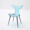 JJoias Mermaid Shape Acrylic Chair, Stackable Simple Design Casual Acrylic Dining Chair, Streamlined Family Dining Room Living Room Chair, Lounge Creative Crystal Back Chair,Blue view 1