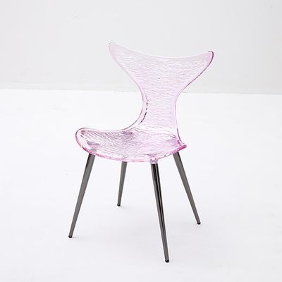 JJoias Mermaid Shape Acrylic Chair, Stackable Simple Design Casual Acrylic Dining Chair, Streamlined Family Dining Room Living Room Chair, Lounge Creative Crystal Back Chair,Purple