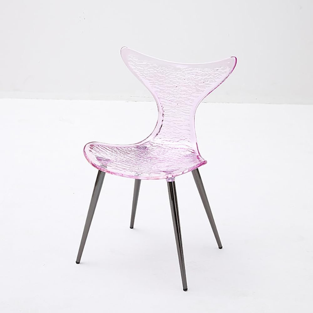 JJoias Mermaid Shape Acrylic Chair, Stackable Simple Design Casual Acrylic Dining Chair, Streamlined Family Dining Room Living Room Chair, Lounge Creative Crystal Back Chair,Purple