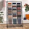 Floor Standing Scarf Display Rack Clothing Organizer Scarves Rack, Metal Scarf Display Rack with Wheels, Commercial Clothing Retail Store Double-Side Silk Scarf Shawl Blanket Accessory Organizer Rack view 1