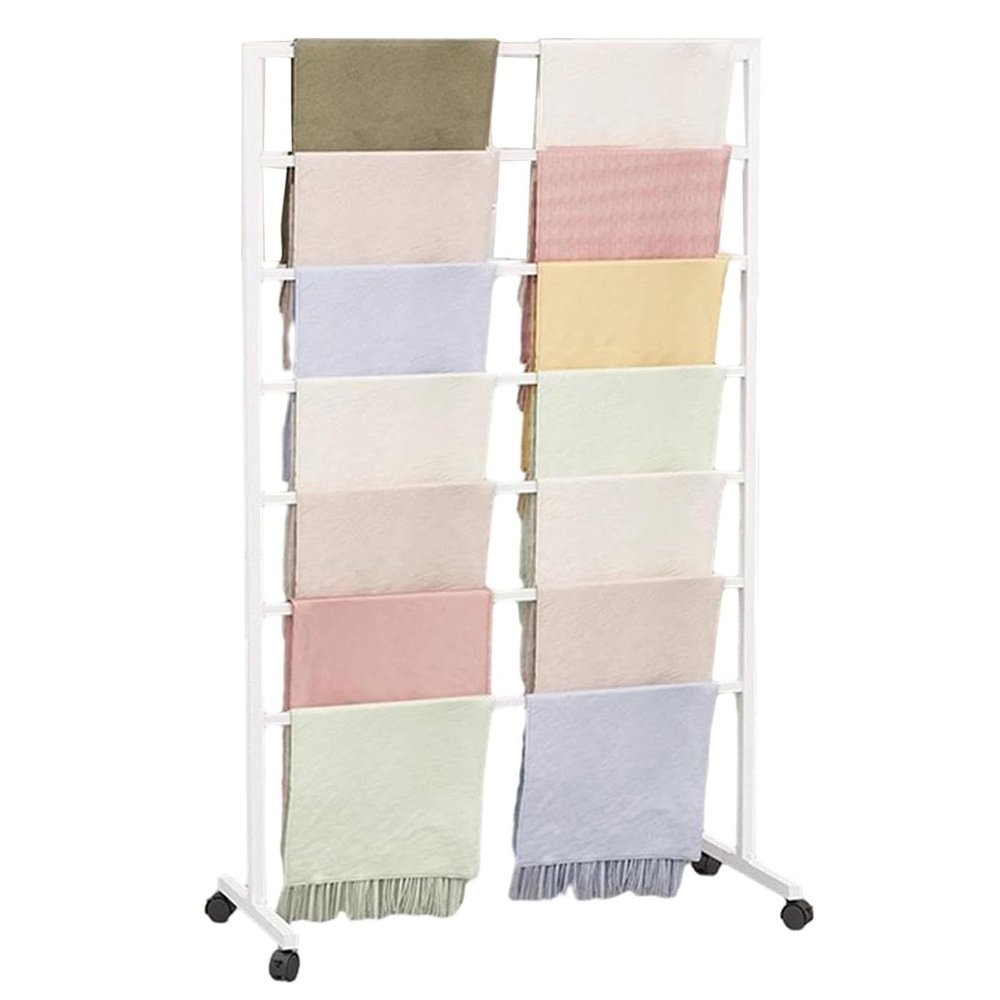 Metal Iron Scarf Holder With Wheels, 7-layer Silk Scarf Shawl Blanket Commercial Display Rack ,clothing Retail Store Multifunctional Sheets Belt Suit Pants Hanging Rack, Accessory Organizer Rack ( Siz