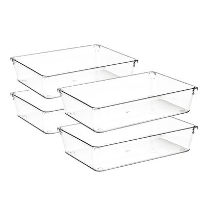 Ravinte Decor 4 Pack Drawer Organizers, 6"X 9" Clear Acrylic Storage Bins