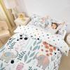 Erosebridal Kawaii Elephant Bedding Set,Cartoon Elephant Duvet Cover Twin,Cute Love Heart Leaf Flower Comforter Cover for Kids Girls Boys,Paw Print Animal Bed Set with 1 Pillow Case view 2