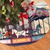 Carousel Christmas Tree Skirt Soft Plush Xmas Tree Skirt Winter Christmas Tree Mat Farmhouse Christmas Tree Ornaments for Holiday New Year Party Indoor Outdoor Decorations view 1