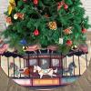 Carousel Christmas Tree Skirt Soft Plush Xmas Tree Skirt Winter Christmas Tree Mat Farmhouse Christmas Tree Ornaments for Holiday New Year Party Indoor Outdoor Decorations view 3