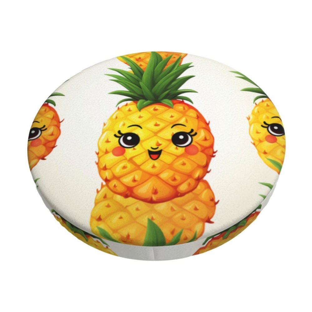 LZQPOEAS Pineapple Print Stool Covers Round Bar Stool Seat Covers Soft Velvet Stool Slipcover with Elastic Washable Stool Cushion Cover Removable Chair Cover for Bar Round Stools