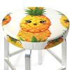 LZQPOEAS Pineapple Print Stool Covers Round Bar Stool Seat Covers Soft Velvet Stool Slipcover with Elastic Washable Stool Cushion Cover Removable Chair Cover for Bar Round Stools view 3