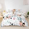 Erosebridal Kawaii Cow Bedding Set,Cartoon Milk Cow Duvet Cover Twin,Cute Love Heart Leaf Flower Comforter Cover for Kids Girls Boys,Paw Print Farm Animals Bed Set with 1 Pillow Case view 4