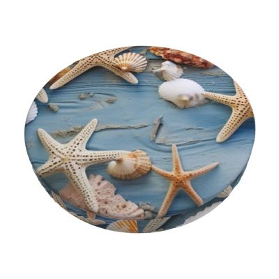 LZQPOEAS Shell Starfish Pattern Print Stool Covers Round Bar Stool Seat Covers Soft Velvet Stool Slipcover with Elastic Washable Stool Cushion Cover Removable Chair Cover for Bar Round Stools