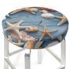 LZQPOEAS Shell Starfish Pattern Print Stool Covers Round Bar Stool Seat Covers Soft Velvet Stool Slipcover with Elastic Washable Stool Cushion Cover Removable Chair Cover for Bar Round Stools view 3