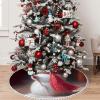 Yioniii Snowman Wearing a Scarf and a Broom Print Pattern 30 Inch Soft Christmas Tree Mat for Xmas Holiday Party Decoration,Luxury Christmas Tree SkirtRed and White view 1