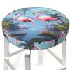 LZQPOEAS Tropical Flamingos Print Stool Covers Round Bar Stool Seat Covers Soft Velvet Stool Slipcover with Elastic Washable Stool Cushion Cover Removable Chair Cover for Bar Round Stools view 3