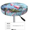 LZQPOEAS Tropical Flamingos Print Stool Covers Round Bar Stool Seat Covers Soft Velvet Stool Slipcover with Elastic Washable Stool Cushion Cover Removable Chair Cover for Bar Round Stools view 4