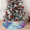 Yioniii Rose Pink and White Flowers Pattern 30 Inches Christmas Tree Skirt,Christmas Tree Decorations,Farmhouse Christmas Decor Xmas Holiday Home Party Decorations,Pink Blue and White view 1