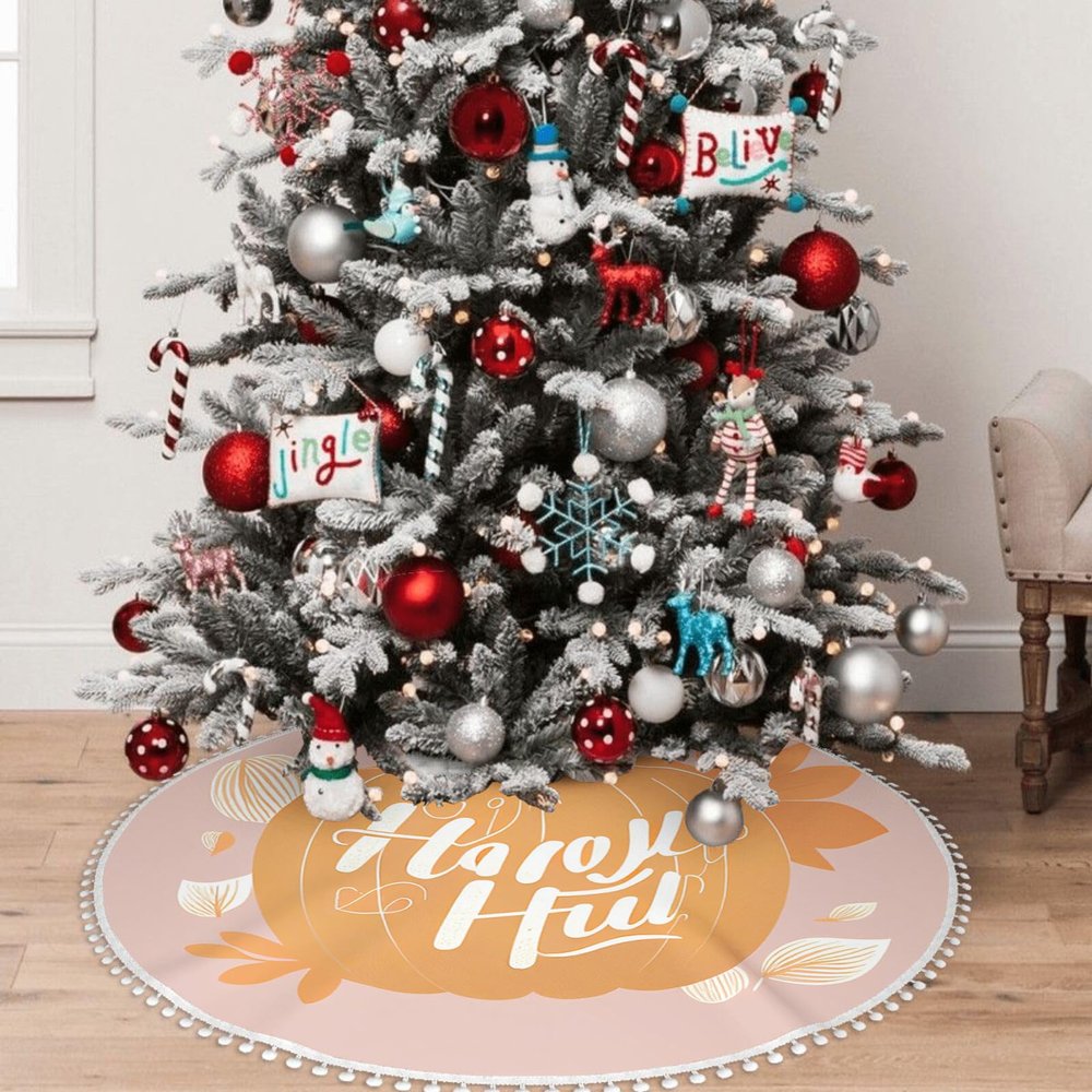 Yioniii Happy Fall and Orange Pumpkin Print Pattern 30 inch Christmas Tree Ornaments Tree Decoration for Christmas Home DecorationsBeige and Orange