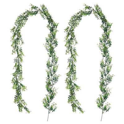 HOMSFOU Realistic Artificial Eucalyptus Leaves Stems Fake Rattan Plant Vine Decorative Hanging Vine Rattan for Front Door Shop Window Wall