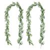 HOMSFOU Realistic Artificial Eucalyptus Leaves Stems Fake Rattan Plant Vine Decorative Hanging Vine Rattan for Front Door Shop Window Wall view 1