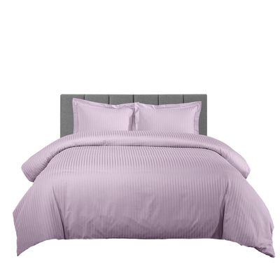 WegaLinen 5 Piece Zipper Clouser Super King Size Stripe Duvet Cover Lilac Size Stripe Duvet Cover Size Super King 120x120