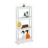 Relaxdays Niche Trolley, 4 Shelves, Narrow Kitchen & Bathroom Cart, HxWxD: 88 x 41.5 x 23.5 cm, Rolling Shelf, White, 88 x 41.5 x 14.5 cm view 1