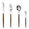 24-Piece Silver Silverware Set for 6,Kitchen Tableware Set Include Fork Knife Spoon Set Faux Wooden Handle Cutlery Set for Family Kitchen Restaurant, Mirror Polished,Dishwasher Safe view 1