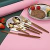 24-Piece Silver Silverware Set for 6,Kitchen Tableware Set Include Fork Knife Spoon Set Faux Wooden Handle Cutlery Set for Family Kitchen Restaurant, Mirror Polished,Dishwasher Safe view 2
