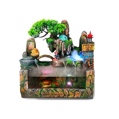 Waterfall Fountain Indoor Rockery Flowing Water Fountain Desktop Fish Tank Ornaments Living Room Office Desktop Fortune Decoration Table Top Water Fountain Indoor