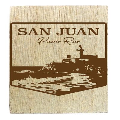 San Juan Puerto Rico Souvenir Etched Wooden 2" x 3" Fridge Magnet 4-Pack