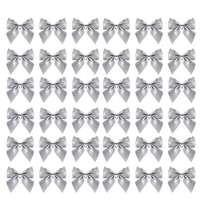 SHOKHI 36Pcs Christmas Bow Christmas Decorations for Home Gold Red Bowknot Xmas Tree Ornaments New Year 2024 Decor Supplies (Color : 36PCS Silver)
