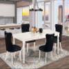 East West Furniture DODA5-LWH-24 5 Piece Dining Table Set Includes a Rectangle Wooden Table with Butterfly Leaf and 4 Polyester Fabric Upholstered Chairs, 42x78 Inch, linen white view 2