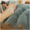 ZTGL Thickened Super Soft Insulation Flannel Winter Quilt, Warm Lamb Cashmere & Luxury Flannel Double Fabrics, Breathable Warmth Fluffy Plush Double Sided Velvet Blanket,Blue,180x200cm(4.5kg) view 3