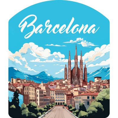 Barcelona Spain Design A Souvenir Decorative Flat Magnet 2-Inch
