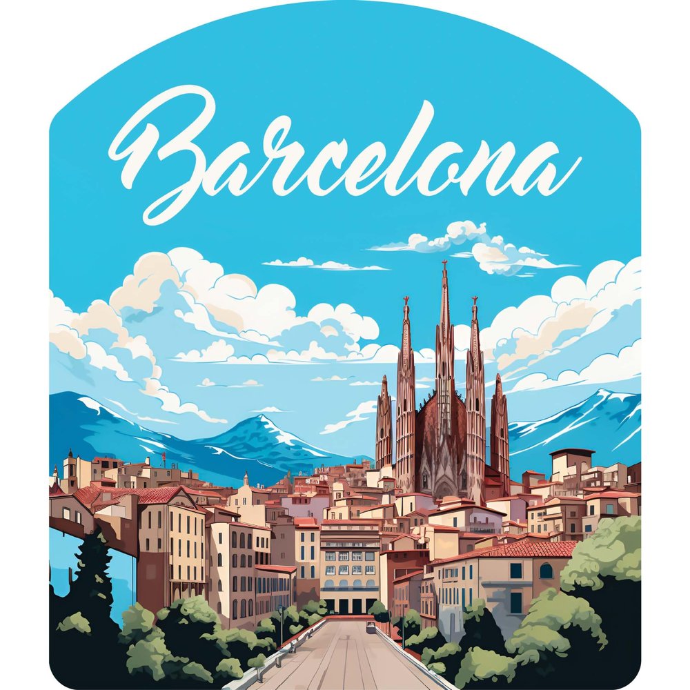 Barcelona Spain Design A Souvenir Decorative Flat Magnet 2-Inch