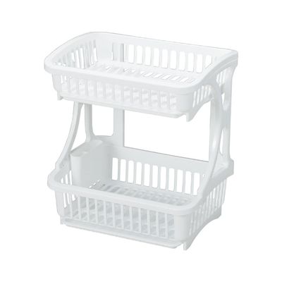 Pearl Metal HC-134 Dish Drainer, Rack, Basket, 2 Tiers, Made in Japan, Tableware, White