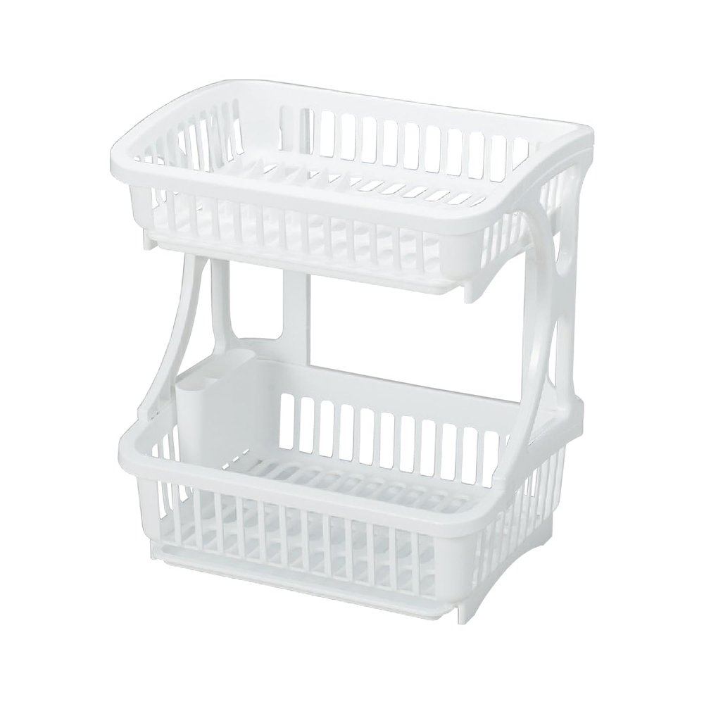 Pearl Metal HC-134 Dish Drainer, Rack, Basket, 2 Tiers, Made in Japan, Tableware, White