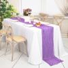20 Pack Purple Table Runner 10Ft Cheesecloth Table Runner Boho Gauze Cheese Cloth Table Runners Romantic Long Sheer Fabric Table Runners for Wedding Party Bridal Shower view 3