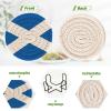 Aflyko Patriot Coasters for Drink Scottish Flag Blue Coaster Set with Metal Holder Cotton Woven Coaster for Coffee Table Bistro Home Kitchen Island Holiday Housewarming Gift 6 Pack view 2