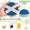 Aflyko Patriot Coasters for Drink Scottish Flag Blue Coaster Set with Metal Holder Cotton Woven Coaster for Coffee Table Bistro Home Kitchen Island Holiday Housewarming Gift 6 Pack view 3