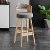 ANram Counter Height Solid Wood Barstool with Linen Upholstered Cushion, with Wood Legs and Natural Textured Linen Upholstery for Kitchen view 1