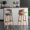 ANram Counter Height Solid Wood Barstool with Linen Upholstered Cushion, with Wood Legs and Natural Textured Linen Upholstery for Kitchen view 2