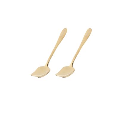 HEXEH Spoons Ice Cream Dessert Spoon Household Kitchen Tableware Spoon Stainless Steel Delicate Coffee Small Spoon Electroplating Beautiful Spoon Dessert Spoon (Color : Gold/2pcs)