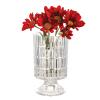 VanEnjoy Pedestal Base Glass Vase Wide Mouth vases for Flowers, Embossed Flower Vase Decorative for Home Office Wedding Holiday Party - 9 inches Stripe view 1