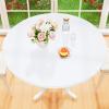 homing Round Fabric Fitted Tablecloth, Elastic Waterproof Oil Proof Table Cloth, Washable Polyester Table Cover Fits 36"-44" Round Tables for Outdoor Picnic Dinner, White view 1