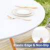 homing Round Fabric Fitted Tablecloth, Elastic Waterproof Oil Proof Table Cloth, Washable Polyester Table Cover Fits 36"-44" Round Tables for Outdoor Picnic Dinner, White view 4