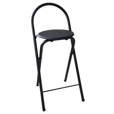 Folding Bar Stool, Counter Folding Stool, with 100lb Capacity Folding Chairs, for Adult Round Kitchen Dining Room Stool (Color : Black, Size : 75cm/30in)