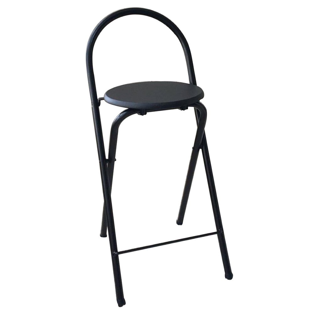 Folding Bar Stool, Counter Folding Stool, with 100lb Capacity Folding Chairs, for Adult Round Kitchen Dining Room Stool (Color : Black, Size : 75cm/30in)