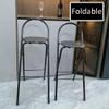 Folding Bar Stool, Counter Folding Stool, with 100lb Capacity Folding Chairs, for Adult Round Kitchen Dining Room Stool (Color : Black, Size : 75cm/30in) view 4